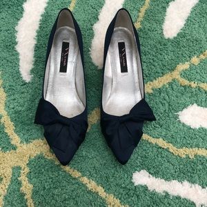 Nina Navy Satin Dress Heels